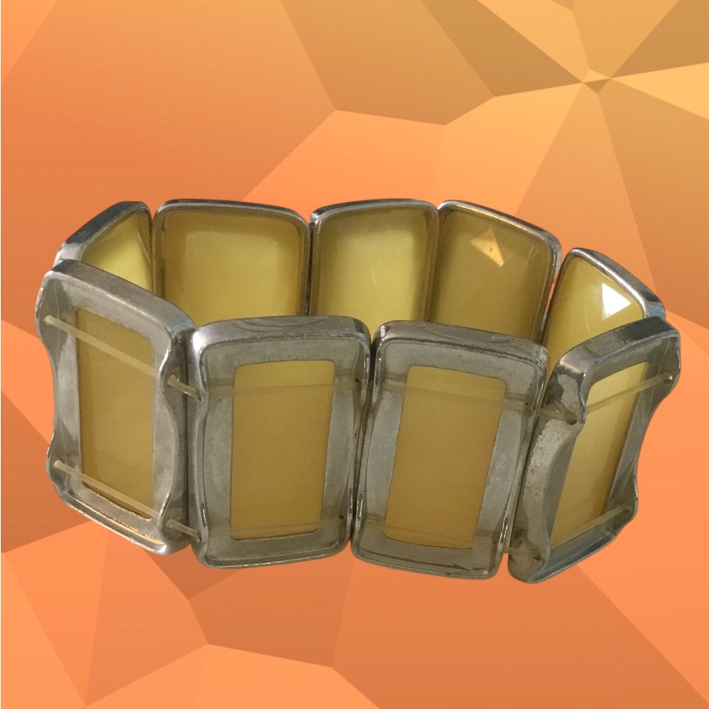 Vintage Yellow and Silver Stretchy Bracelet - Picture 4 of 12